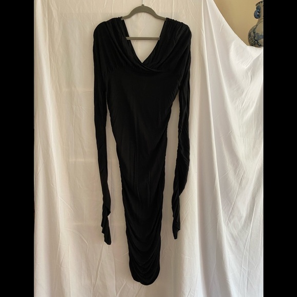 Bird by Juicy Couture Black Dress with Ruched Sleeves Size M - Picture 1 of 7